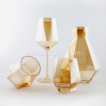 Hexagor Tubmler Glass Dengan Plating Amber